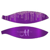 紫ガーリー滴下グリッターブラシ金属モノグラム バスケットボール (パネル)