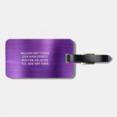 紫ガーリー滴下グリッターブラシ金属モノグラム ラゲッジタグ (裏面横)