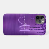紫ガーリー滴下グリッターブラシ金属モノグラム Case-Mate iPhoneケース (裏面(横))