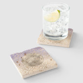 紫ガーリー白金ゴールドヒョウグラデーション ストーンコースター (横)