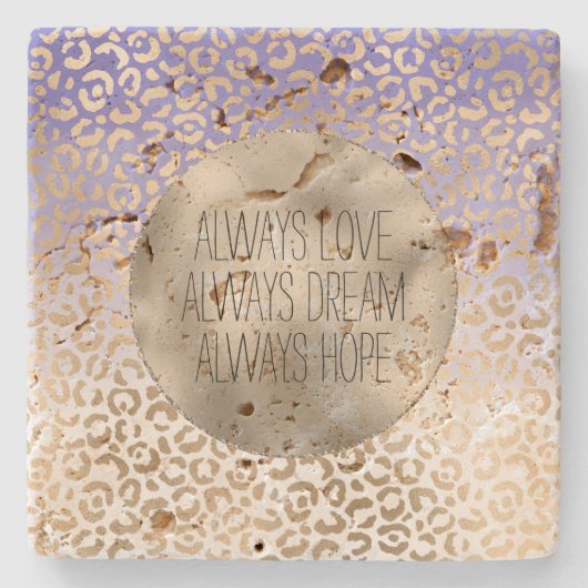 紫ガーリー白金ゴールドヒョウグラデーション ストーンコースター (正面)