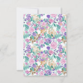 紫ガーリー紫金ゴールド水彩花 サンキューカード (裏面)