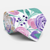 紫ガーリー紫金ゴールド水彩花 ネクタイ (ロール)
