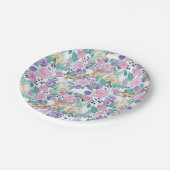紫ガーリー紫金ゴールド水彩花 ペーパープレート (アングル)