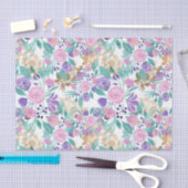 紫ガーリー紫金ゴールド水彩花 薄葉紙 (クラフト)