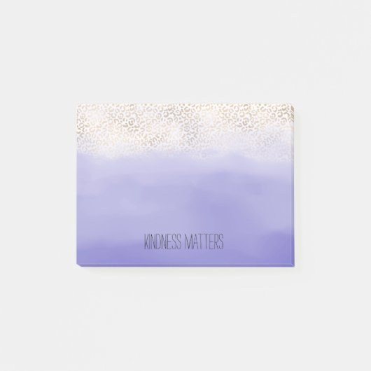 紫ガーリー色のグラデーション金ゴールドヒョウ印刷 ポストイット (正面)