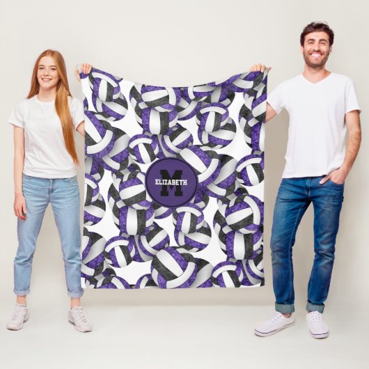 紫ガーリー色バレーボールチーム フリースブランケット (インサイチュ)