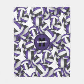 紫ガーリー色バレーボールチーム フリースブランケット (正面)