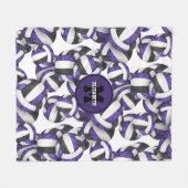 紫ガーリー色バレーボールチーム フリースブランケット (正面(横))