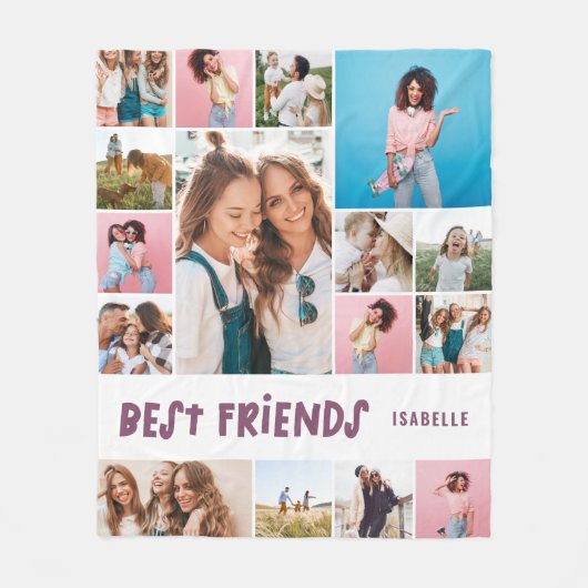 紫ガーリー16フォト最高のフドモダンシンプルFL フリースブランケット (正面)