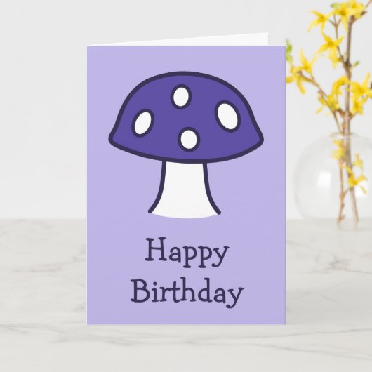紫キノコ誕生日カード カード (黄色い花)