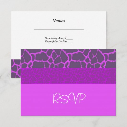 紫キリン模様RSVP 出欠カード (正面/裏面)