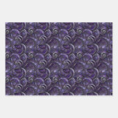 紫クリスマスエレガンスパターンシルバーアクセント ラッピングペーパーシート (正面)