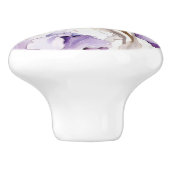 紫クリームアイリス花 セラミックノブ (側面)