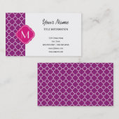 紫クローバー模様(モノグラム付き) 名刺 (正面/裏面)