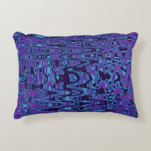 紫クールと青の抽象芸術絞り染めレトロ波 アクセントクッション (正面)