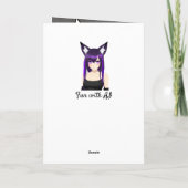 紫クールの髪と目を持つアニメガール誕生日 カード (裏面)