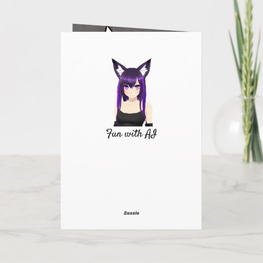 紫クールの髪と目を持つアニメガール誕生日 カード (裏面)