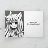 紫クールの髪と目を持つアニメガール誕生日 カード (内部)