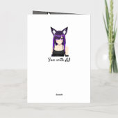 紫クールの髪と目を持つアニメガール誕生日 箔グリーティングカード (裏面)