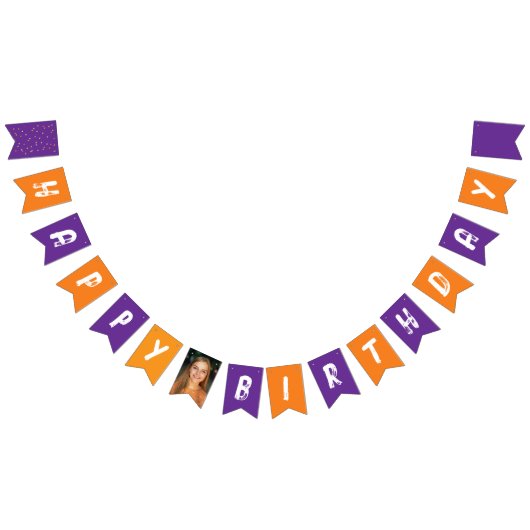 紫クールカラフルオレンジ色のフォトブラシタイポグラフィ バンティングフラッグ (全)