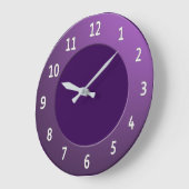 紫クール枠の任意の色の白い数字 ラージ壁時計 (傾斜)