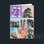 紫クール色写真コラージュグリッド21誕生日 カード<br><div class="desc">クール21歳の誕生日に8人の友人と8人の写真をフォントタイポグラフィクールに追加します。内部にメッセージを追加します。</div>