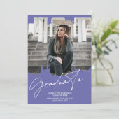 紫クール青の大学院生写真卒業 招待状 (スタンド正面)