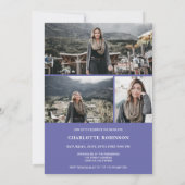 紫クール青の大学院生写真卒業 招待状 (裏面)