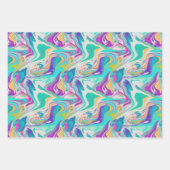 紫クール青白大理石ミッ絵を描クパターン ラッピングペーパーシート (正面)