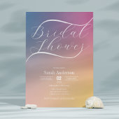 紫グラデモダンーショングラデーションスクリプトブライダルシャワー 招待状