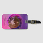 紫グラデーションとピンクの円のフレーム写真 ラゲッジタグ (正面横)