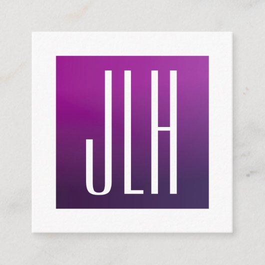 紫グラデーションと白のイニシャルまたはその他の文字 エンクロージャーカード (正面)