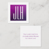 紫グラデーションと白のイニシャルまたはその他の文字 エンクロージャーカード (正面/裏面)