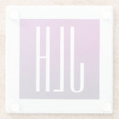 紫グラデーションと白のイニシャルまたはその他の文字 ガラスコースター (裏面)