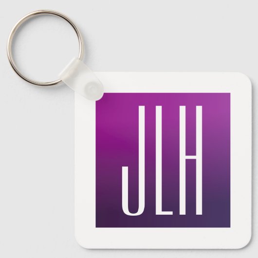 紫グラデーションと白のイニシャルまたはその他の文字 キーホルダー (正面)