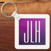 紫グラデーションと白のイニシャルまたはその他の文字 キーホルダー (正面)