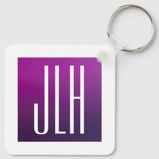 紫グラデーションと白のイニシャルまたはその他の文字 キーホルダー (裏面)