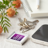 紫グラデーションと白のイニシャルまたはその他の文字 キーホルダー (側面)