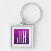 紫グラデーションと白のイニシャルまたはその他の文字 キーホルダー (正面)