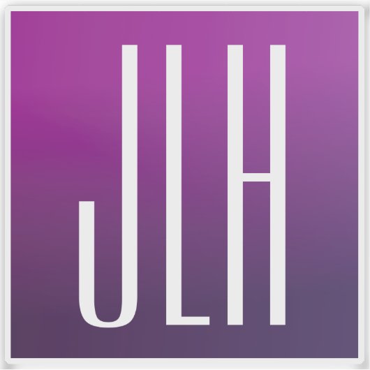 紫グラデーションと白のイニシャルまたはその他の文字 シール (正面)