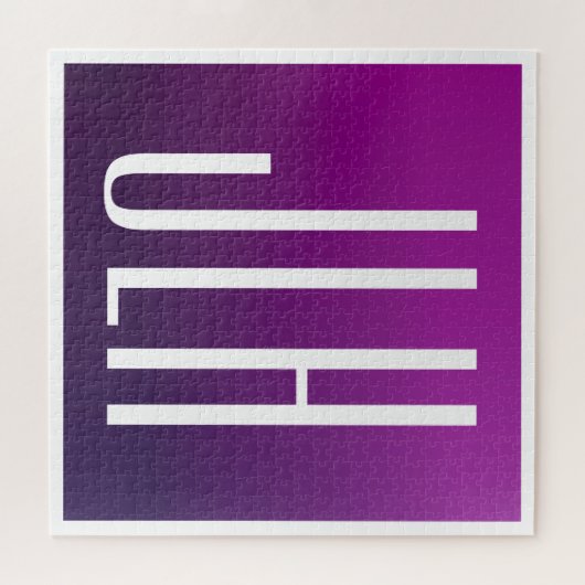 紫グラデーションと白のイニシャルまたはその他の文字 ジグソーパズル (横)