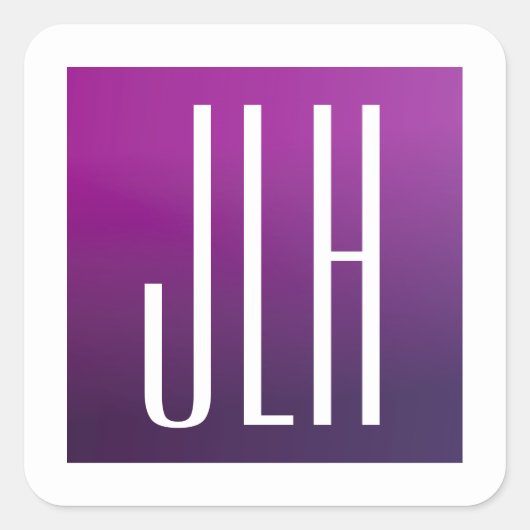 紫グラデーションと白のイニシャルまたはその他の文字 スクエアシール (正面)