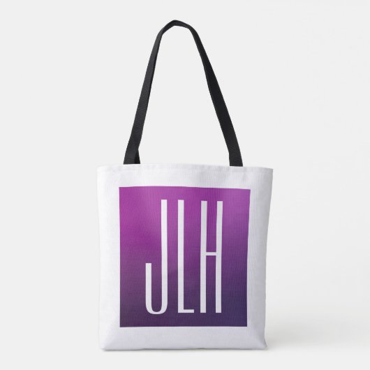 紫グラデーションと白のイニシャルまたはその他の文字 トートバッグ (裏面)