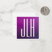 紫グラデーションと白のイニシャルまたはその他の文字 ノートカード (正面/裏面インサイチュ)