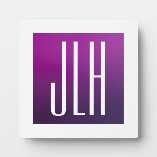 紫グラデーションと白のイニシャルまたはその他の文字 フォトプラーク (正面)