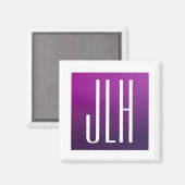 紫グラデーションと白のイニシャルまたはその他の文字 マグネット (正面/裏面)