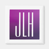 紫グラデーションと白のイニシャルまたはその他の文字 マグネット (正面)