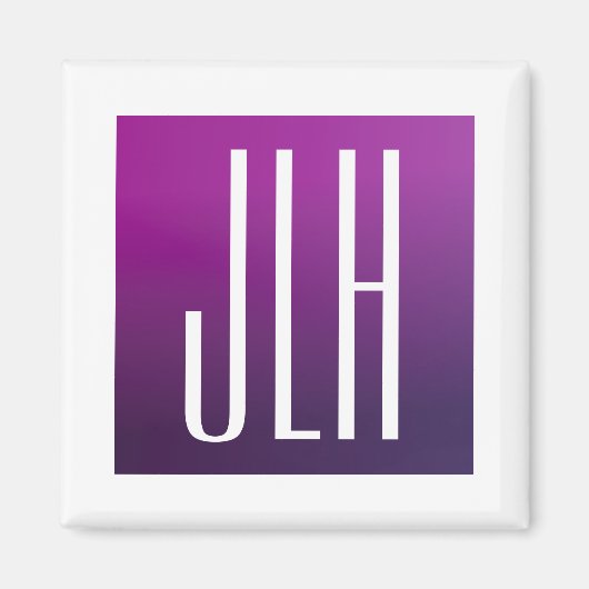 紫グラデーションと白のイニシャルまたはその他の文字 マグネット (正面)