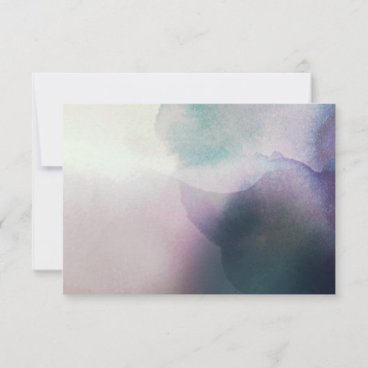 紫グラデーションと金ゴールドの水結婚色 出欠カード (裏面)